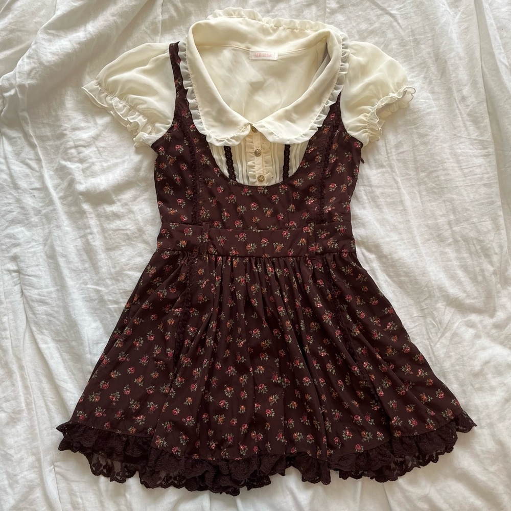Liz Lisa Brown Floral Belt Dress